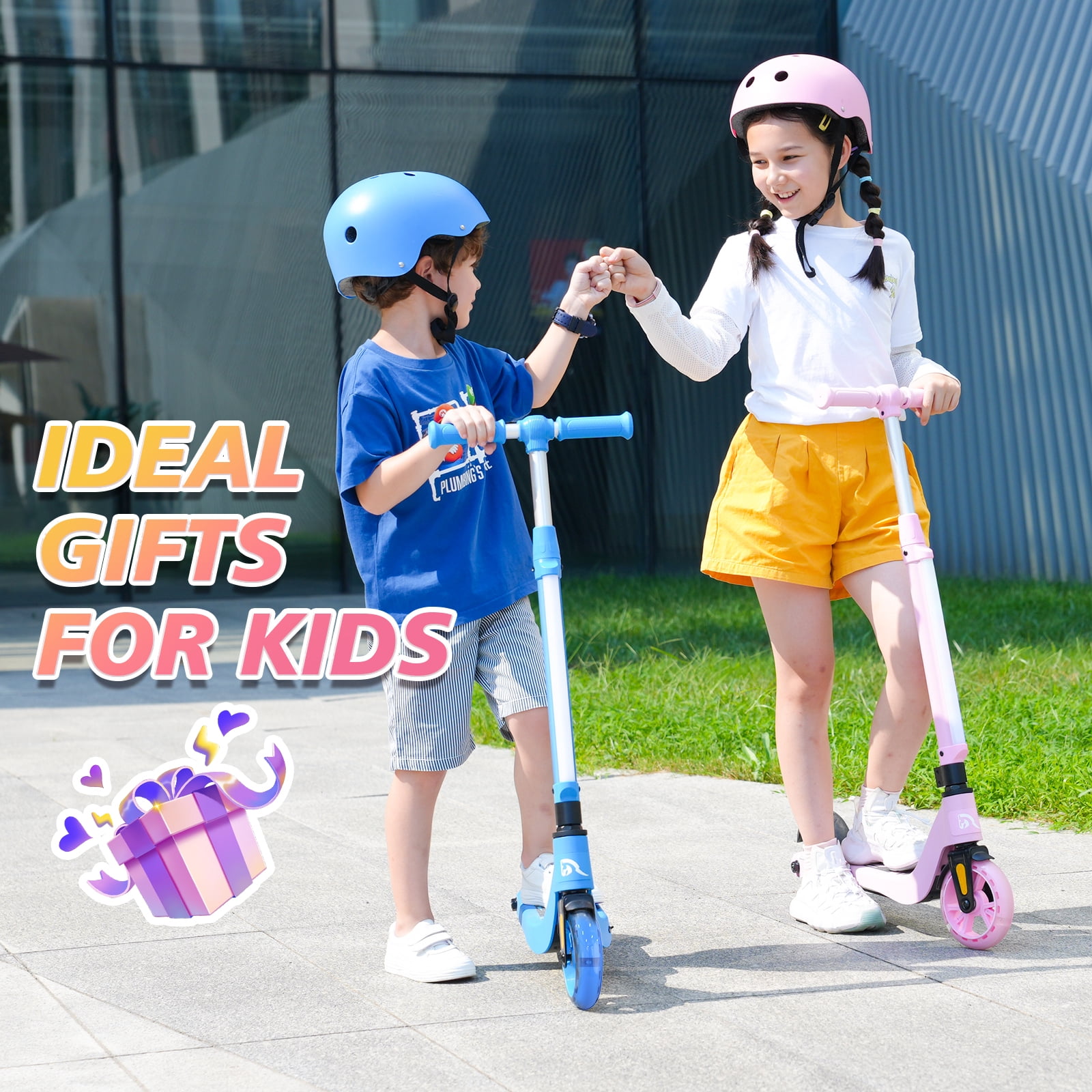 EVERCROSS Electric Scooter for Kids Ages 4+, 5 mph & 40 mins of Ride, LED Colorful Lights, Adjustable Height and Lightweight, Gift for Kids