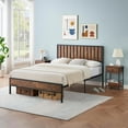 thumbnail image 5 of Garvee Queen Bed Frame with Tall Industrial Headboard, Rustic Brown Metal Platform Bed with Under-Bed Storage, Noise-Free, Strong Steel Slat Support, No Box Spring Needed, Easy Assembly, 5 of 8