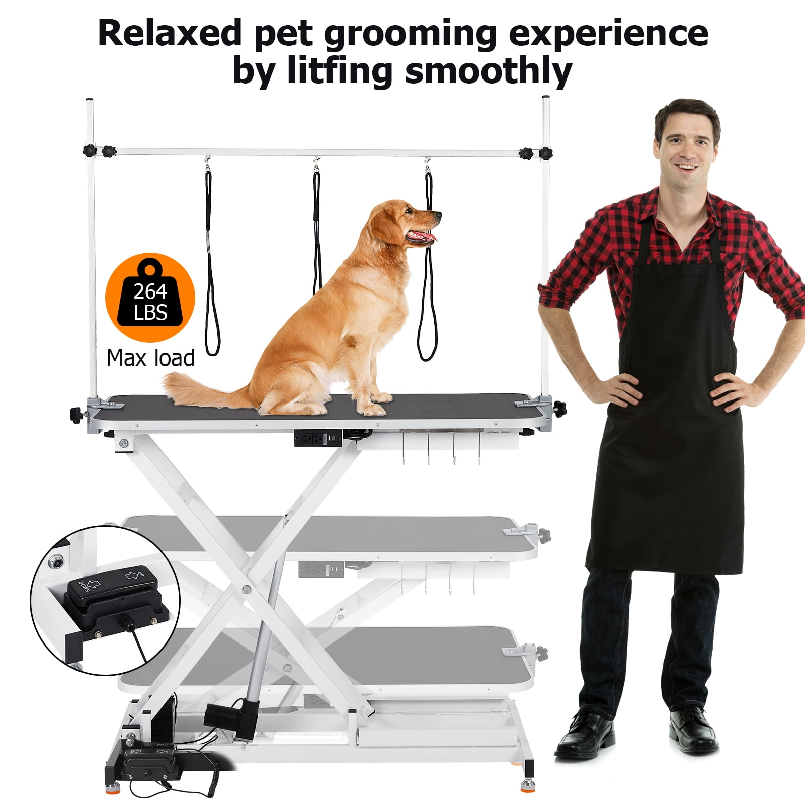 COZONY 47" Electric Lift Dog Grooming Table with Adjustable Height & Gantry Crane, 264 Lbs Limit