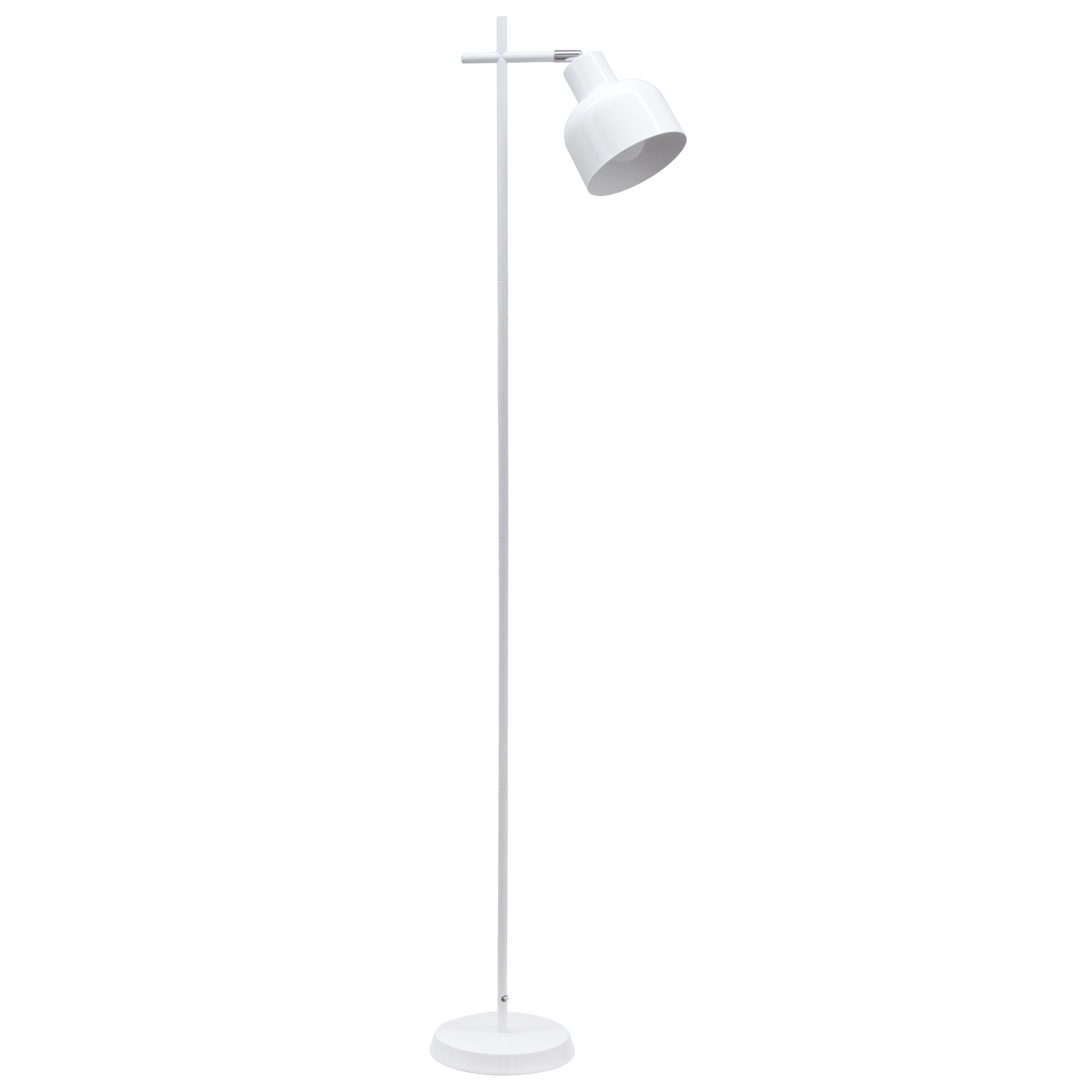 Simple Designs 54.72" Sleek Essentials Basic Adjustable Metal Floor Lamp, For Living Room, Bedroom, Office, White