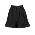 thumbnail image 4 of Gustave High Waisted Wide Leg Shorts for Women Casual Pleated Ruffle Flowy Short Pants Summer Loose Button Shorts with Pockets "Black, L", 4 of 9