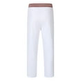 thumbnail image 4 of Men's Casual Pants Loose Textured Solid Color Drawstring Elastic Waist Pant Lightweight Breathable Daily Trousers White L, 4 of 9