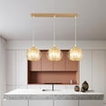 thumbnail image 3 of Yinanstore Gold Crystal Pendant Light Fixture LED Hanging Light Pendant Lighting Crystal Chandeliers for Dining Room Kitchen Island , Strip Base, 3 of 8