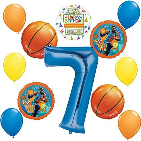 Space Jam Party Supplies 7th Birthday Balloon Bouquet Decorations