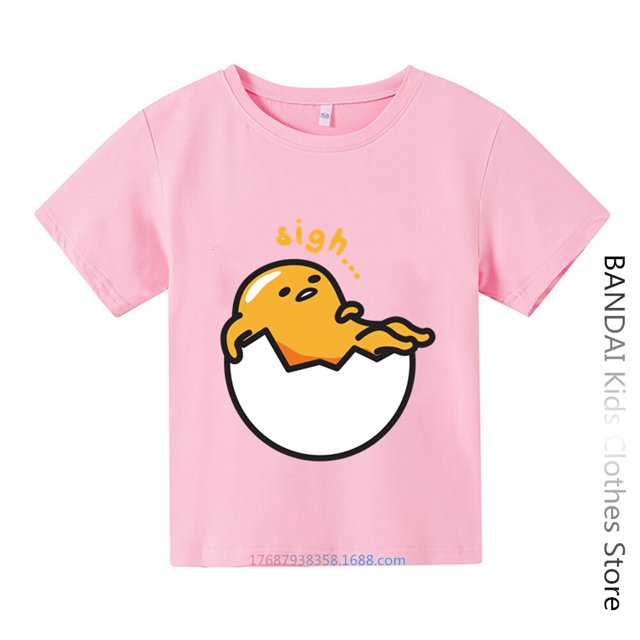 Sanrio-Camiseta de manga corta para niños, ropa informal de dibujos animados de Hello Kitty, Gudetama, Verano