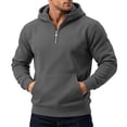 thumbnail image 5 of Men's Half Zip Hoodies Long Sleeve Pocket Oversized Loose Fit Casual Everyday Fall Winter Tops, 5 of 8