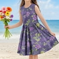 thumbnail image 2 of AUNVITO Girls Sleeveless Dress Round Neck Tank Casual Summer Print Dress, 2 of 6