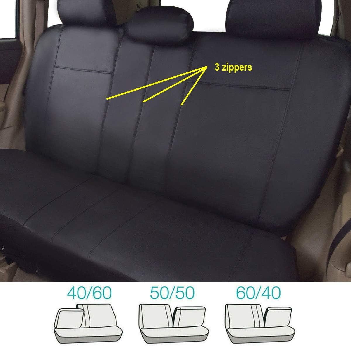Flying Banner Car Seat Covers Protectors Full Set Synthetic Leather Full Set Black