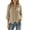 Khaki, variant on TGSLY Women's Button Down Shirts Lightweight Soft Collared Solid Color Blouses Loose Dressy Casual Cuffed 3/4 Sleeve Cotton Tops XXL
