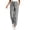 Black, variant on Women's Striped Cropped Pants with Pockets, Elastic Waist Cuffed Straight Leg Trousers, Lightweight Breathable Cotton Linen Blend Casual Striped Pants for Spring Summer Vacation Black L