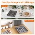 thumbnail image 2 of shiyou-Silverware Organizer with Lid, Covered Utensil Tray for Kitchen Drawer and Countertop, Plastic Cutlery and Flatware Storage Box for Spoons Forks Knives Holder Case, 7 Compartments, Gray, 2 of 4