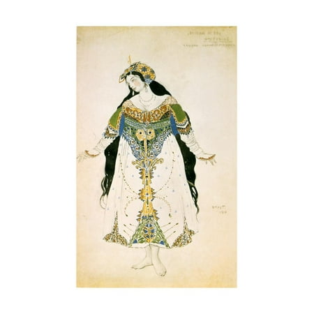 The Tsarevna, Costume Design for the Ballets Russes Production of Stravinsky's the Firebird, 1910 Print Wall Art By Leon