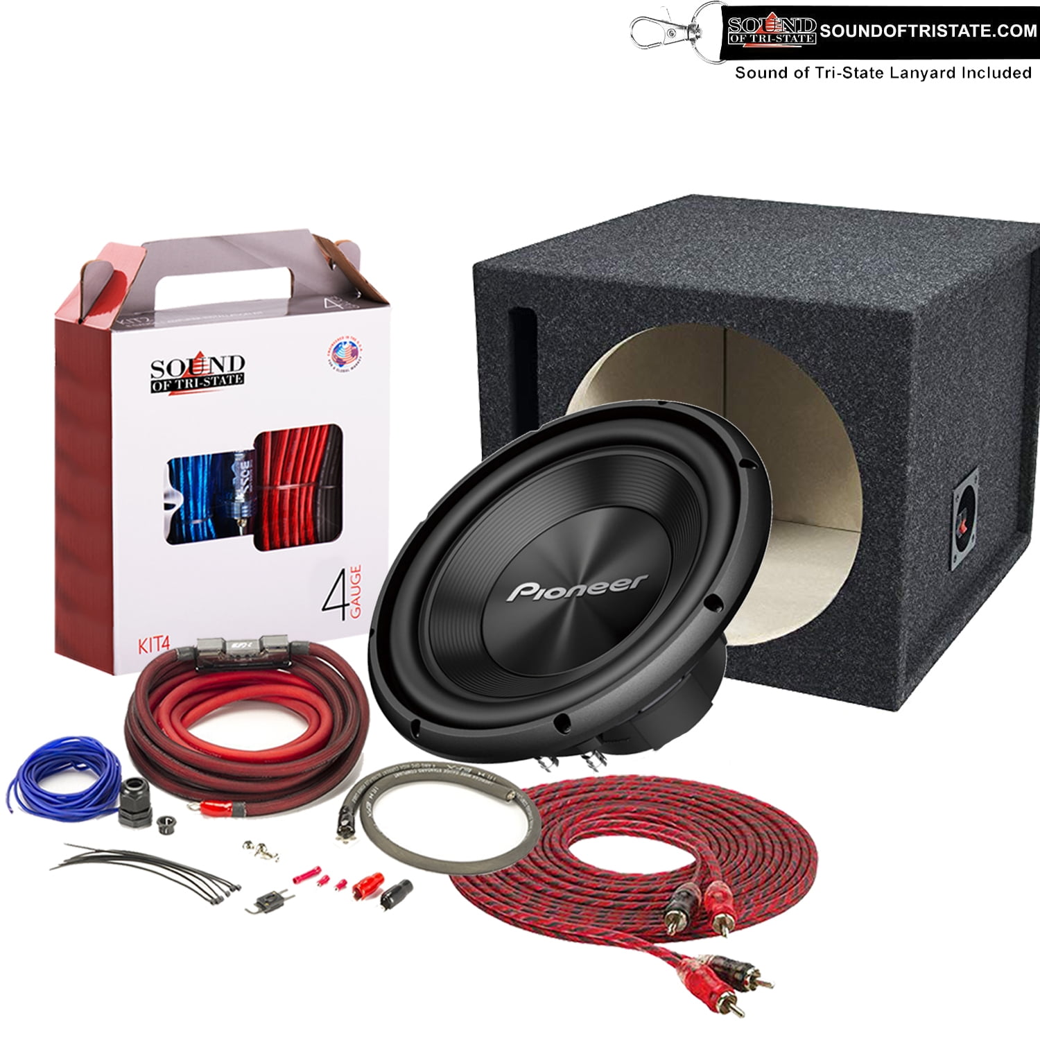 Pioneer 12″ TSA300D4 + 12" Subwoofer Enclosure + Wire kit