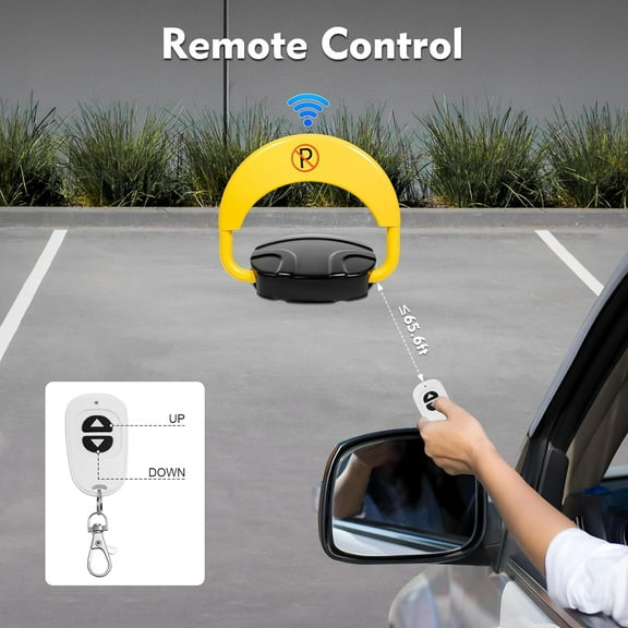 Remote Automatic Parking Lock, Parking Space Lock, 65.6FT Private Car Parking Latch Auto Space Stall Barrier w/Reflective Stripe- Car Park Driveway Guard Saver Automatic Barrier