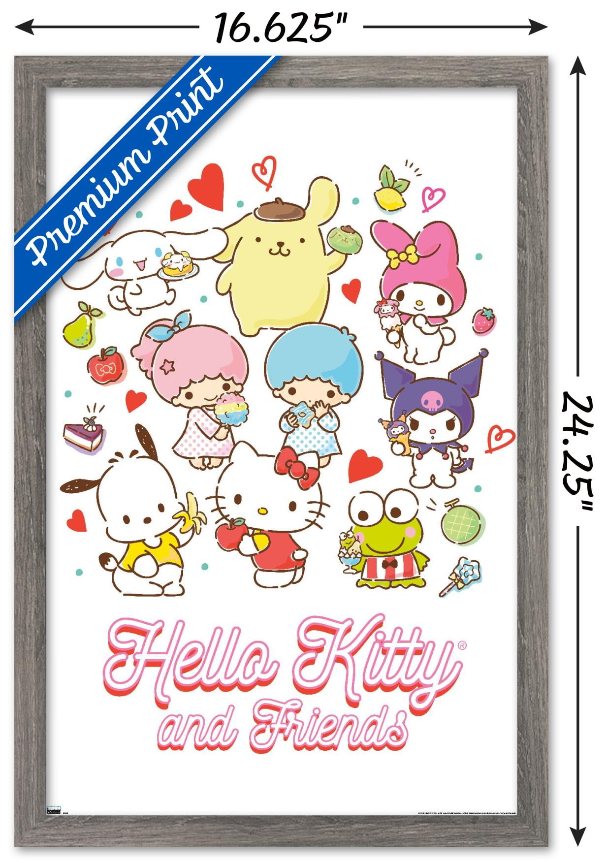 Hello Kitty and Friends - Kawaii Favorite Flavors Wall Poster, 14.725" x 22.375" Framed
