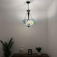 thumbnail image 3 of Tiffany Pendant Lights Ceiling Lights Pink Blue Stained Glass Hummingbird Flowers LED Bulbs Included for Dining Room Living Room Bedroom 16"W*16"D*60"H, 3 of 8
