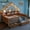 Natural, variant on Bellemave Full House Platform Bed with Storage Drawers & Shelves, Wooden House Platform Bed with LED Lights, Headboard & Footboard, Safety Guardrails, Natural