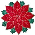 thumbnail image 3 of Holiday Christmas Embroidered Placemats Applique Poinsettia Placemats Christmas Flower C2505, 3 of 7