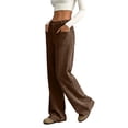 thumbnail image 4 of Corduroy Pants Womens Low Rise Wide Leg Cargo Pants Casual Baggy Lounge Pant Office Business Work Pant with Pockets Coffee S, 4 of 7