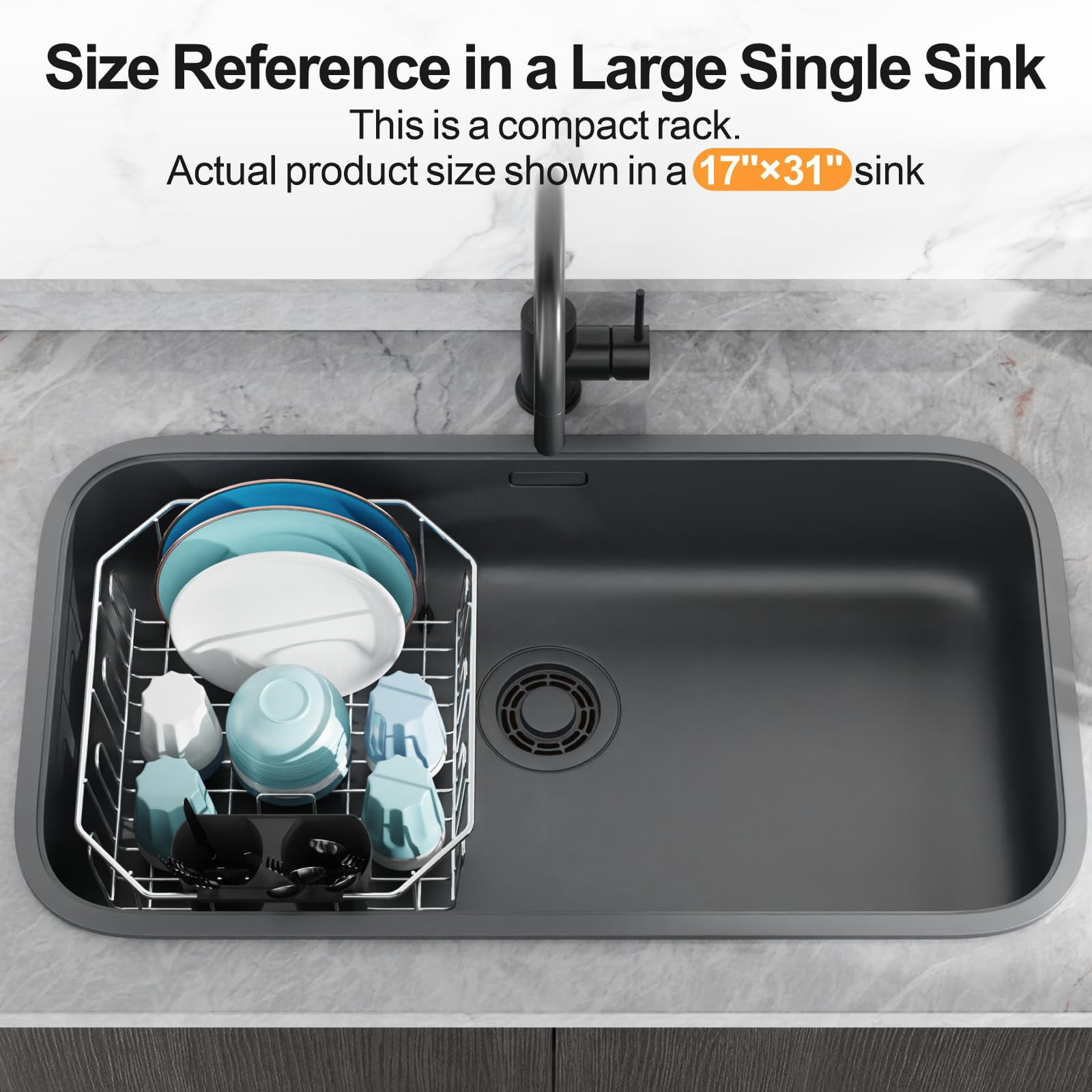 Small In Sink Dish Drying Rack - Stainless Steel Compact Drainer For Rv Kitchen Apartment  Rust Resistant Inside 1-2 Person Households 11.6" W X 13.4" L Silver
