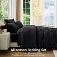 thumbnail image 4 of Sasttie Queen Size Comforter Set, 7-Piece Bed in a Bag, Pintuck Bedding Sets for All Season, Black, 4 of 8