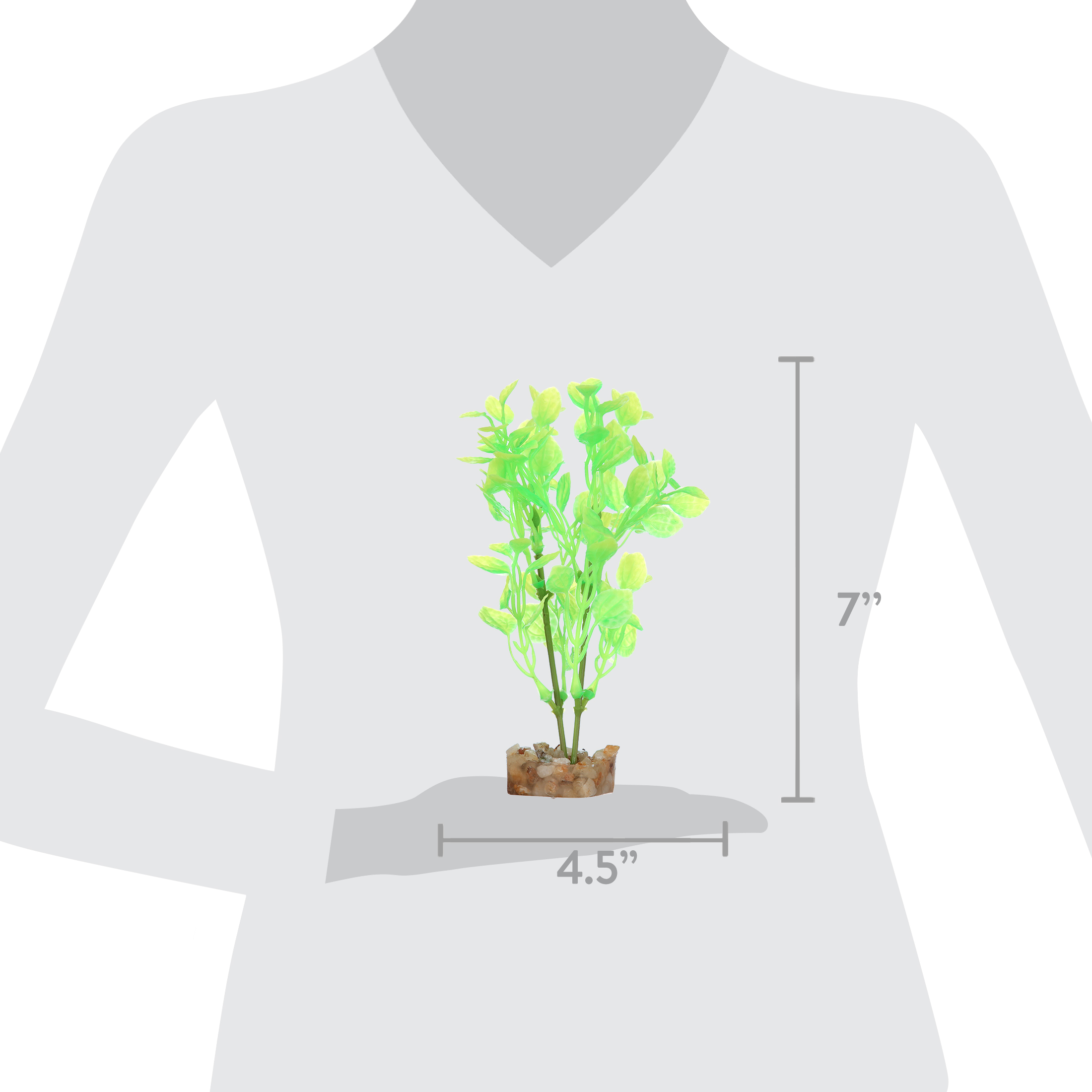 GloFish Plant Aquarium Décor, Green and Yellow Medium, Fluorescent Under Blue LED Light