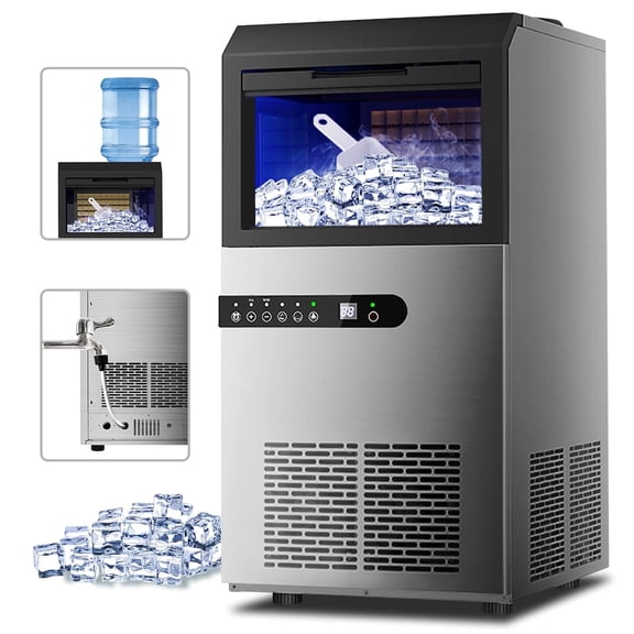 PRO CHOICE Commercial Ice Machine 100 lbs Auto Clean Freestanding Stainless Steel for Home Kitchen Bar Office Coffee Shop
