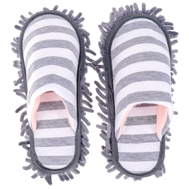 1 par de pantuflas de chenilla, multifuncionales, para limpiar el piso, cubierta de zapatos, herramientas de limpieza del hogar, tamaño libre (gris)