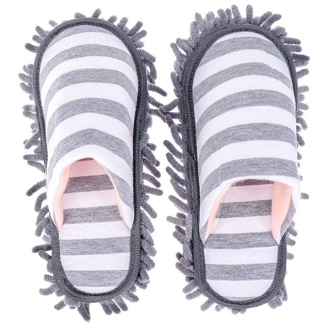 BRIGHTFUFU 1 par de pantuflas de chenilla multifuncionales para limpiar el suelo, cubrezapatos, herramientas de limpieza del hogar - Talla única (gris)