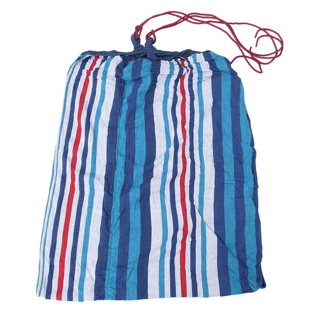 Hamaca colgante de lona gruesa para jardín, 200 x 80 cm, informal, para acampar al aire libre (azul y blanco)