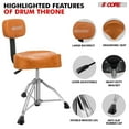 thumbnail image 3 of 5Core Drum Throne Padded Guitar Stool Backrest Drummer Seat for Adults And Kids BROWN, 3 of 5