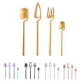 thumbnail image 3 of Cubiertos pulidos de acero inoxidable Forks Forks Postres Tailware Cocina Cubiertos para viajar Ceremonia de boda Camping Golden seitruly HA009536-03, 3 of 6