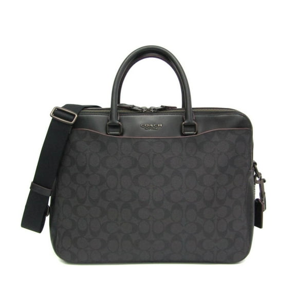 Pre-Owned Coach Signature F79974 Men's PVC,Leather Briefcase,Shoulder Bag Black,Gray (Good)