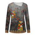 thumbnail image 4 of TSADFHJI Chandail à Col Rond pour Femmes Graphique T-Shirt à Manches Longues Décontracté avec Boutons en V pour Femmes Gris, 4 of 5