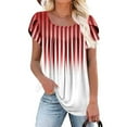 thumbnail image 3 of Scyoekwg Womens Tops Summer Tunic Shirts Trendy Short Sleeve Cute Long Flowy Pleated Tshirt Gradient Color Casual Dressy Blouses to Wear with Leggings (V_Wine,XL), 3 of 4
