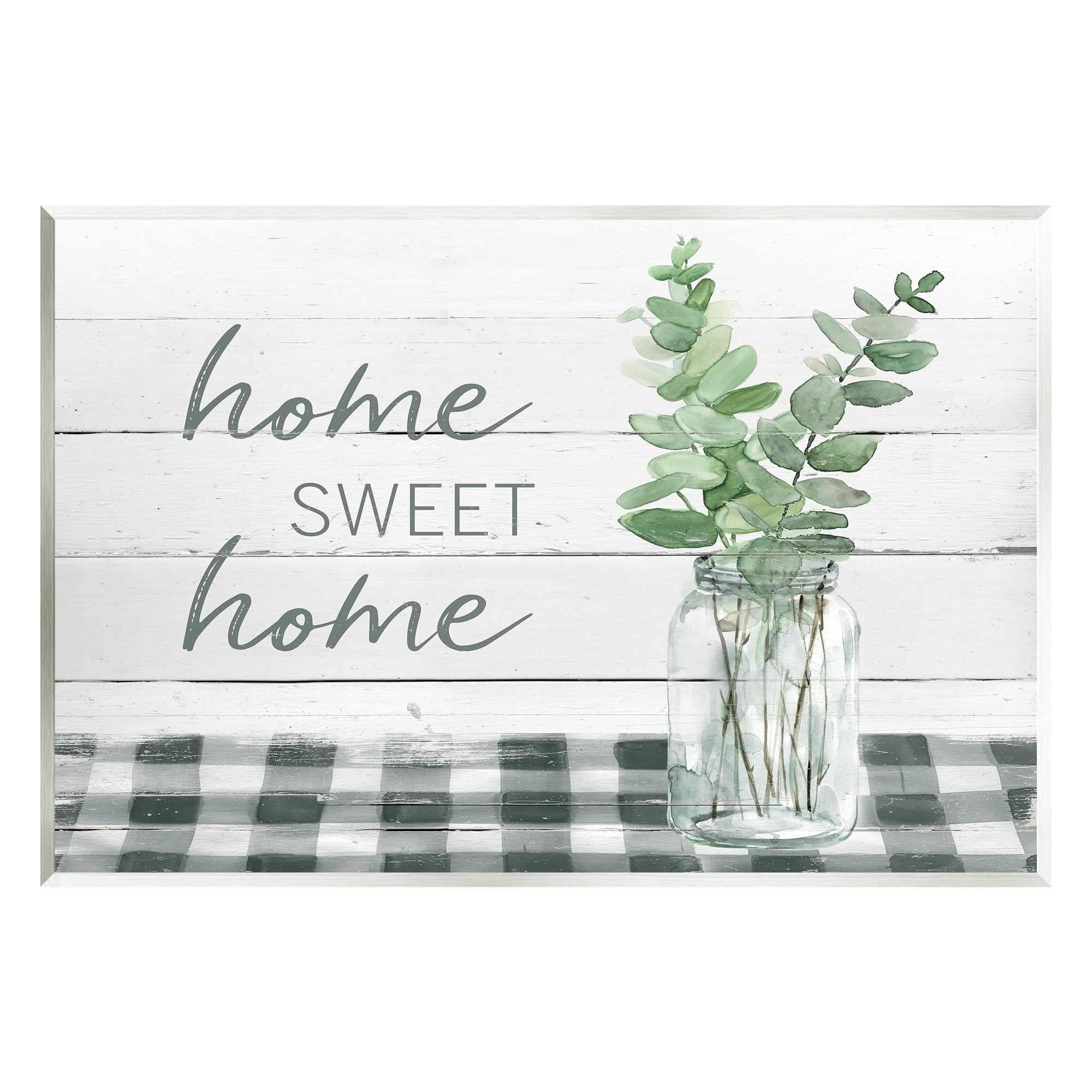 Stupell Industries Sweet Home Country Tartan Botanical Leaves Vase Graphic Art Unframed Art Print Wall Art, Design by Carol Robinson