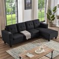 thumbnail image 2 of MCPRST Sectional Sofa Couch with Storage, L-Shape Couch with Right Chaise, 4 seat Sofa for Apartment and Living Room, Black Sectional Sofa, 2 of 5