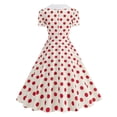 thumbnail image 3 of Blmnix Women Dress Vintage Dress Tent Polka Dot Dress Under Dress Cocktail-Length Short Sleeve Collared Yellow Adjustable Waist Womens Dresses Casual,M, 3 of 8