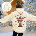thumbnail image 4 of larppty Christmas Hooide for Women Long Sleeve Cute Reindeer Print Fall Pocket Hooded Sweatershirt with Drawstring (Beige, M), 4 of 8