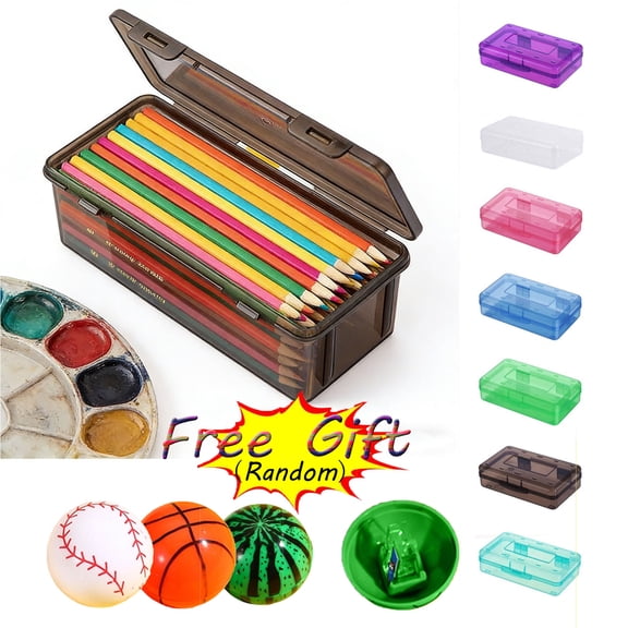 Roiihwy Large Capacity Plastic Pencil Pouch Boxes Crayon Box with Snap-tight Lid Plastic Pencil Case Supply Boxes for Classroom on Clearance - Black