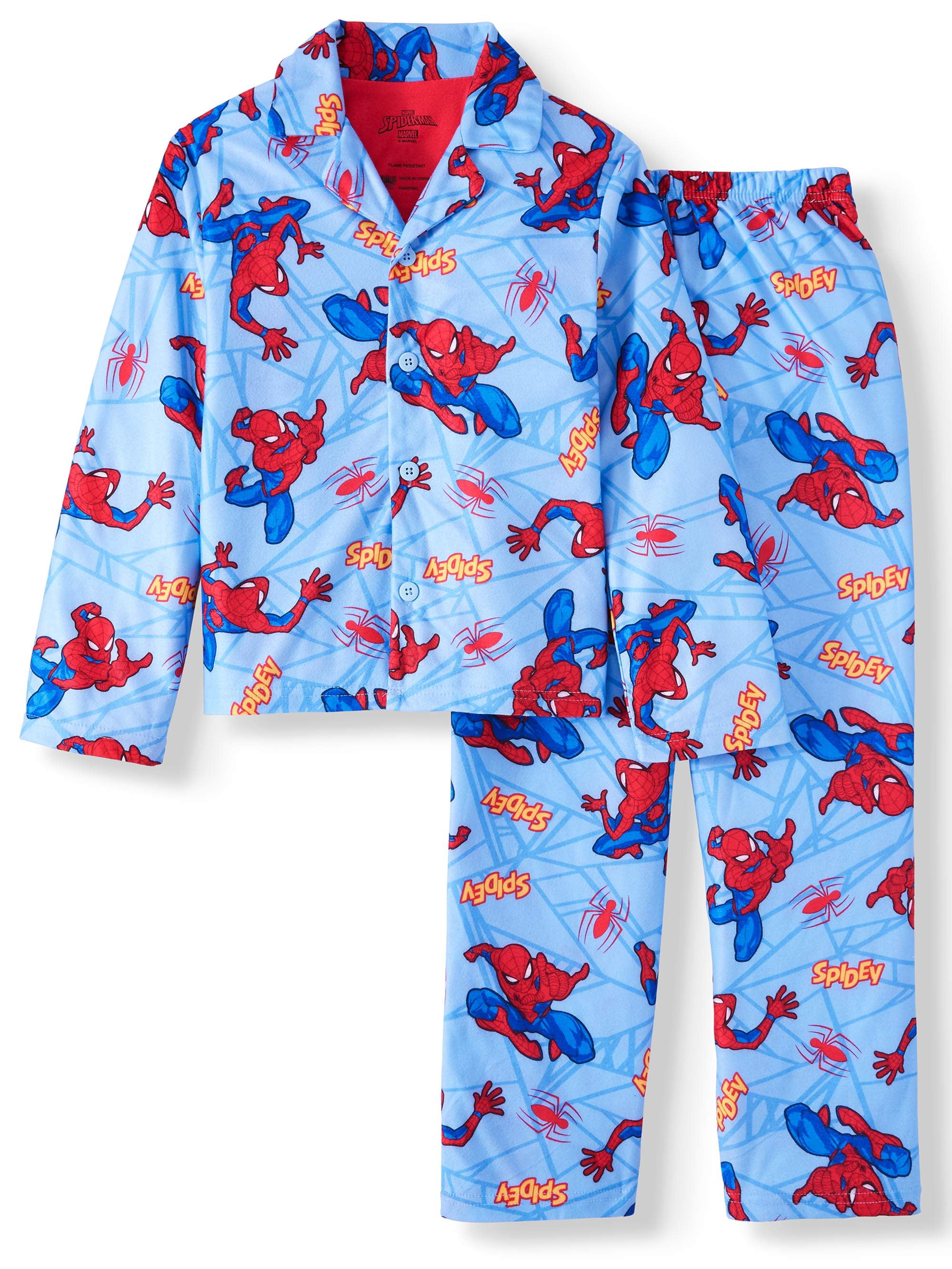 ⭐️⭐️⭐️ Toddler Boys 2T Grey Spiderman Button Down Long Sleeve Pajamas ⭐️⭐️⭐️ 
