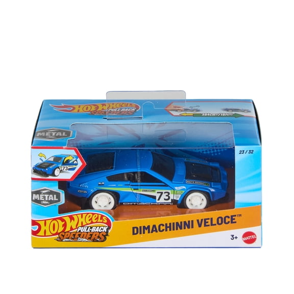 Hot Wheels Pull-Back Speeders Toy Car in 1:43 Scale, Pull Car Backward & Release to Race