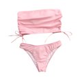 thumbnail image 4 of Traje de baño de playa con correa superior de tubo trasero de color sólido dividido sexy para mujer Fridja  nalpqowj23413, 4 of 5