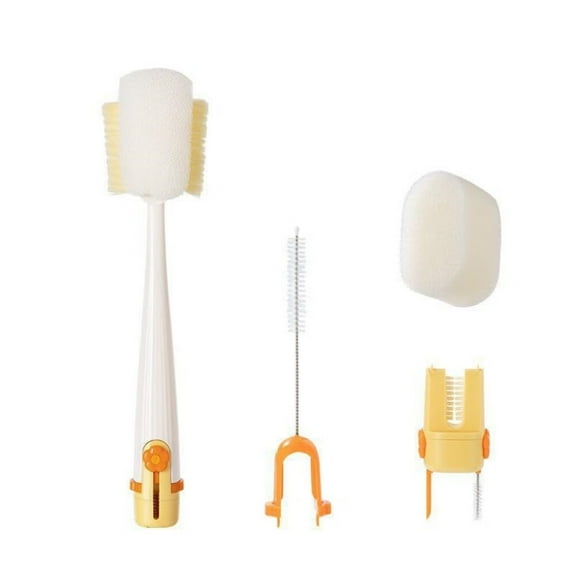 5 in 1 Bottle Cleaning Brush,Multifunctional Cup Lid Gap Cleaning Brush Set,Straw Cleaner Brush Soft Sponge Brush for Water Bottles,Cup,Bottle (Yellow)