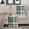 thumbnail image 3 of Christmas Plaid Pillow Covers 16x16 Set of 2 Forest Green Grey Buffalo Checkered Decorative Tartan Pillowcases Xmas Winter Holiday Outdoor Rustic Farmhouse Throw Cushion Case Decor for Couch Sofa Bed, 3 of 6