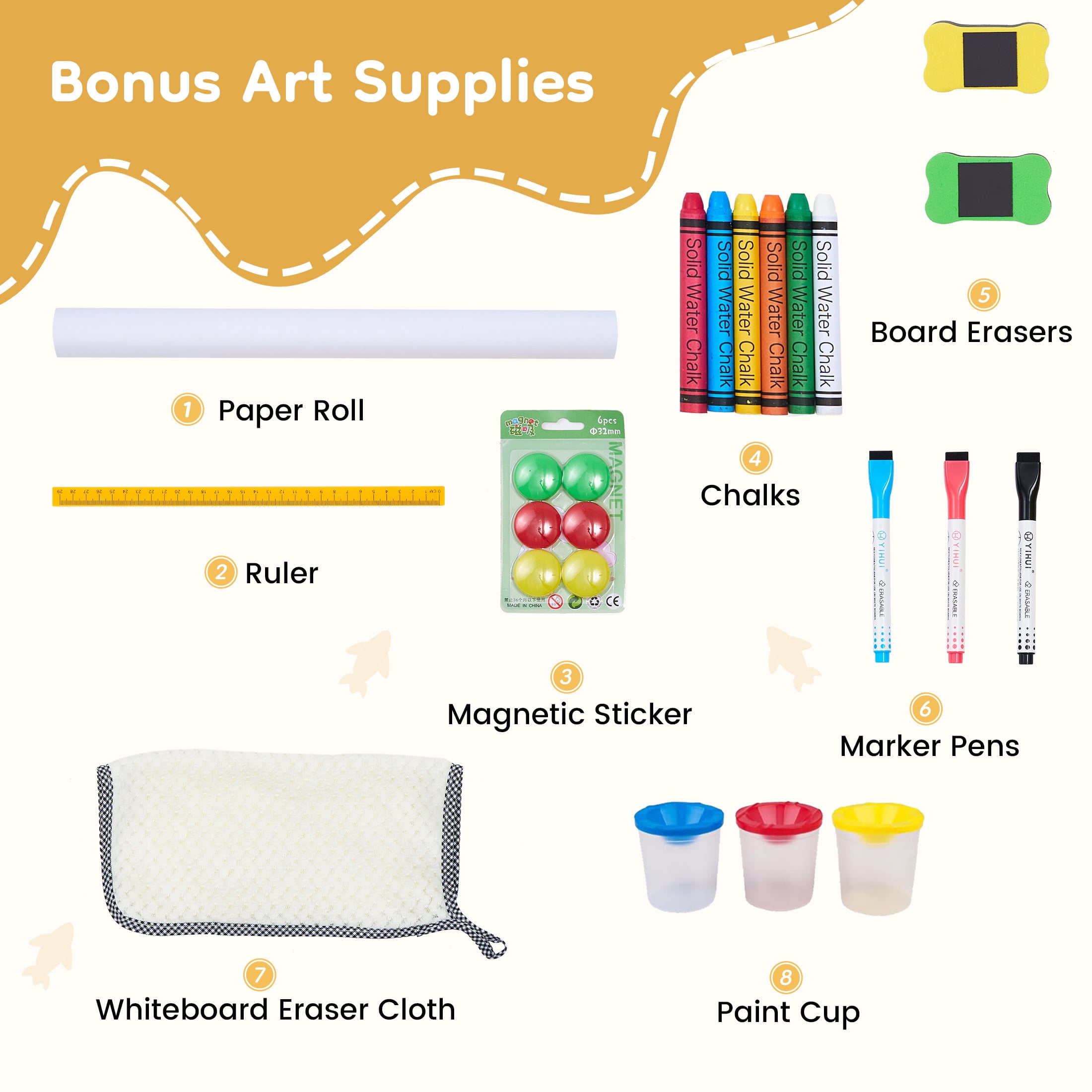 CONCETTA Kids Easel, Double-Sided Magnet Whiteboard & Chalkboard with Paper Roll, Storage Shelf & Accessories, Red