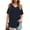 Navy Blue, variant on Women's Shirts Cold Shoulder Tops Summer Short Sleeve V Neck Loose Fit T Shirt Basic Black Tee Blouse