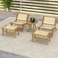 thumbnail image 5 of Costway 2 PCS Mid Century Modern Teak Wooden Chair with Handwoven Rattan Seat & Backrest, 5 of 9
