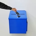 thumbnail image 4 of Fixturedisplays® 8.6 X 8 X 9.4" Car Key Drop Box Blue Metal Donation Box Suggestion Box Tithese Offering 22182, 4 of 9