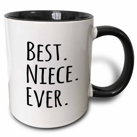 3dRose Best Niece Ever - Gifts for family and relatives - black text - Two Tone Black Mug,